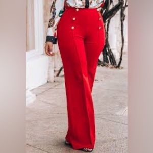WHBM Fashion Flare red dress pants NWOT size 6